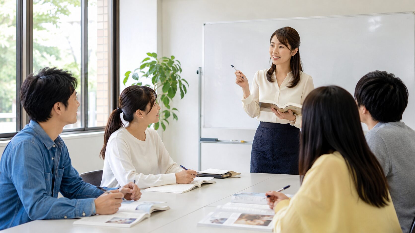 パソコンでブログを更新する語学スクール運営者