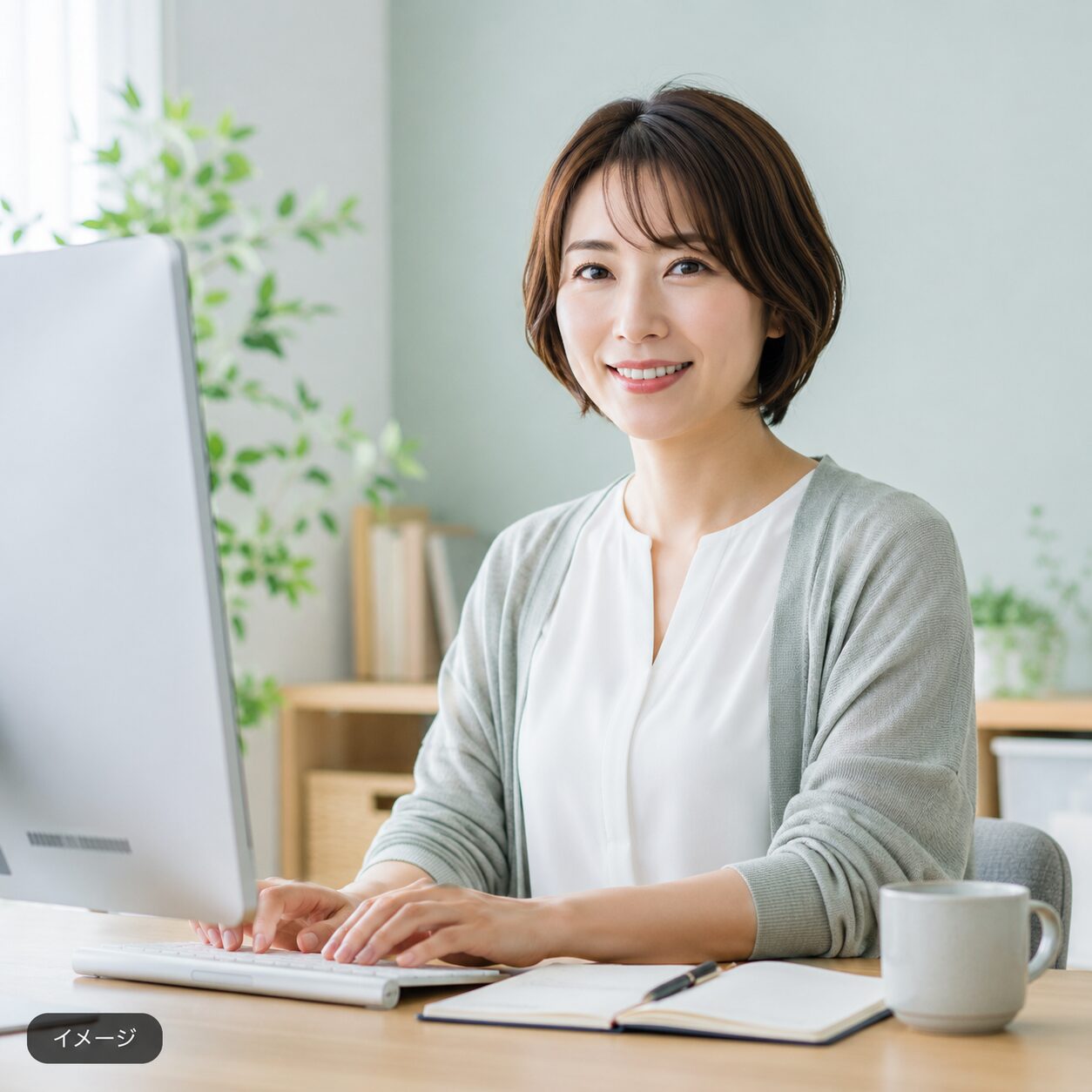 パソコンで記事を書く30代女性ブロガーのイメージ