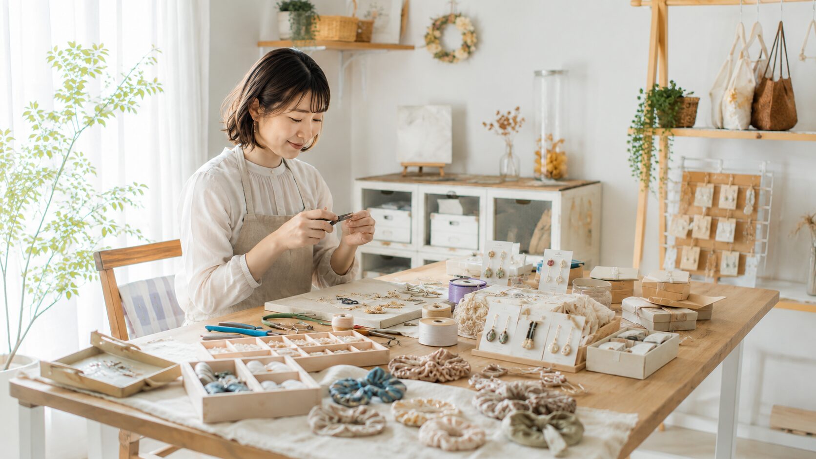 ハンドメイド作家の作業風景
