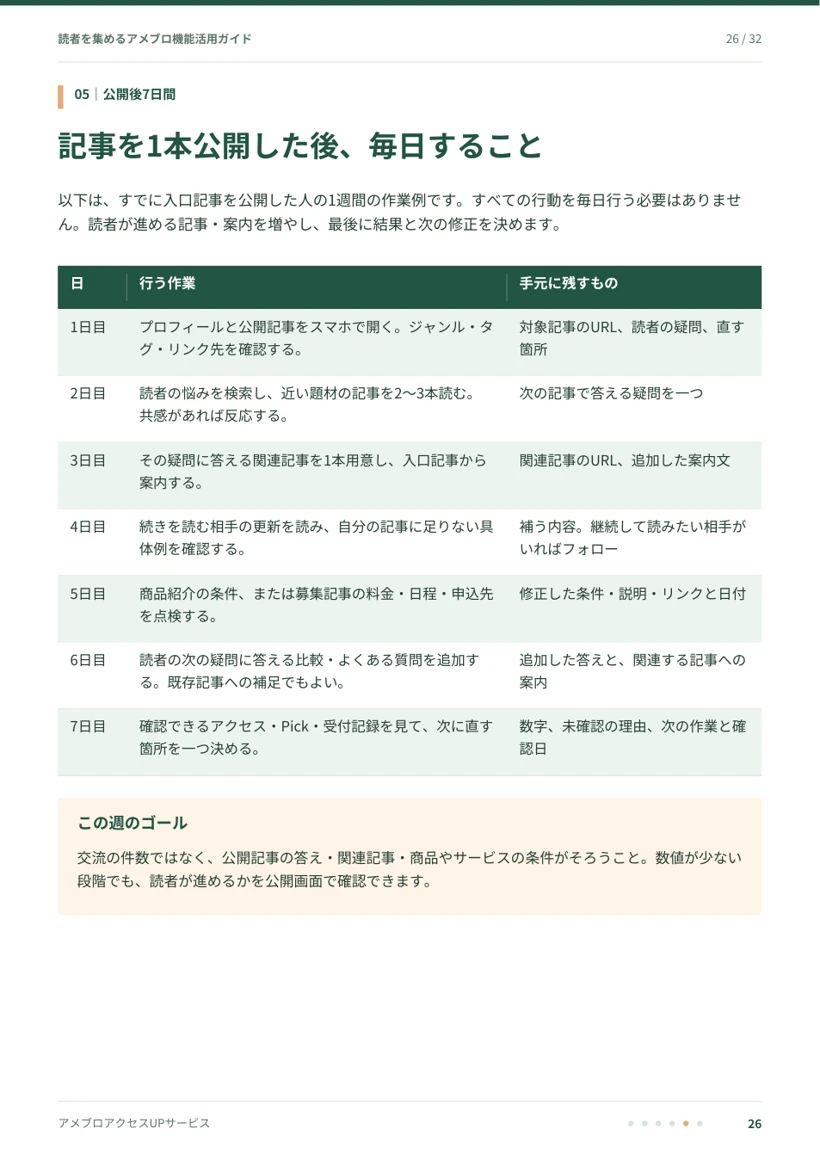 読者を集めるアメブロ機能活用ガイド・26ページのサンプル
